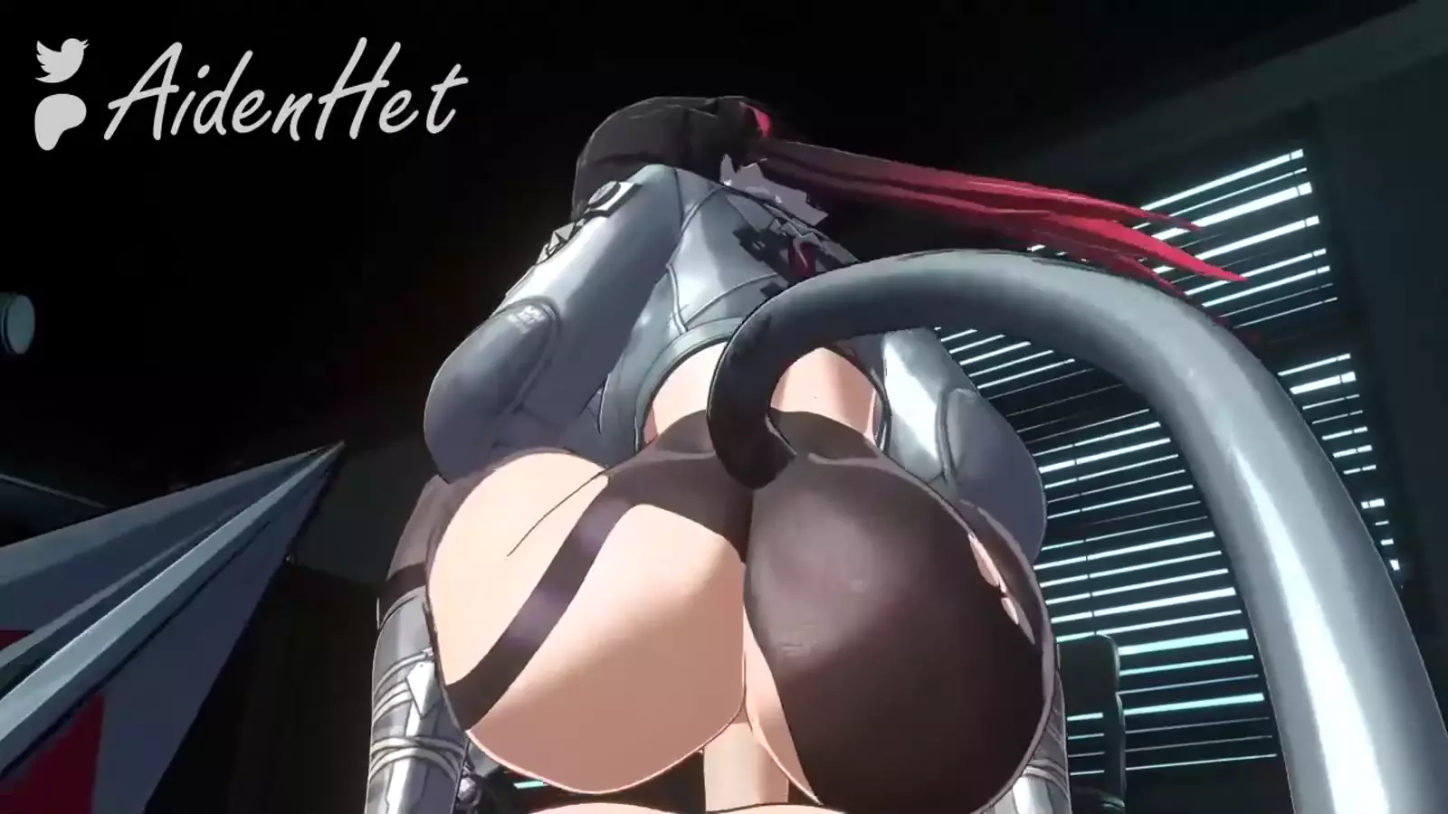 A character with a round bottom and cum thigh riftslo in Hentai context