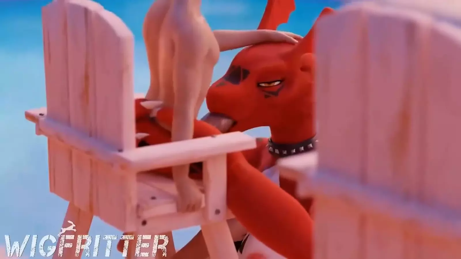 A Hentai todd with red fur pointed and playfully ears cum spraying